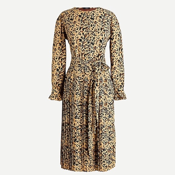 Long-sleeve pleated J. Crew Dress leopard print - Picture 4 of 4